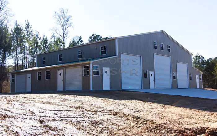 84x52x16 Commercial Metal Barn Front Side View