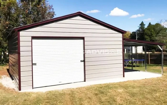 20X26X9 Lean To Steel Garage Front View