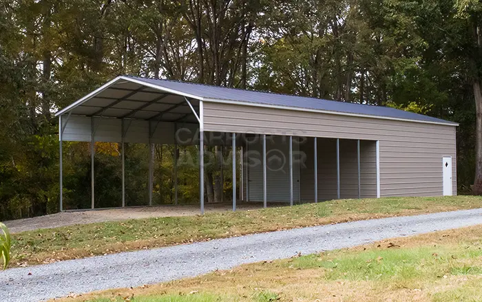 20x50x10 Utility Metal Carport Side View