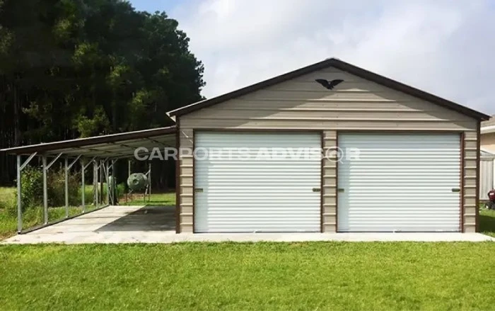 22' x 26' x 10' Enclosed Lean To Metal Garage