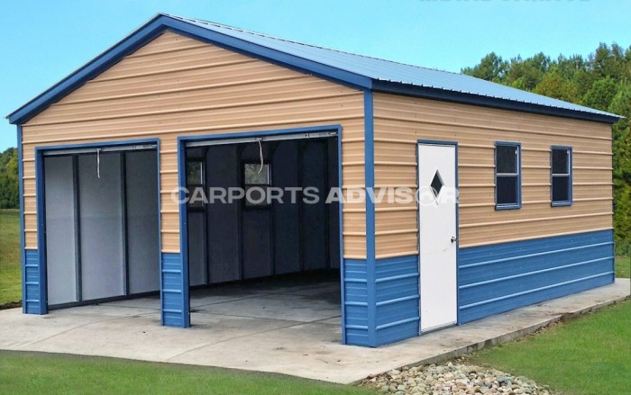 22x26x8 Fully Enclosed Metal Garage