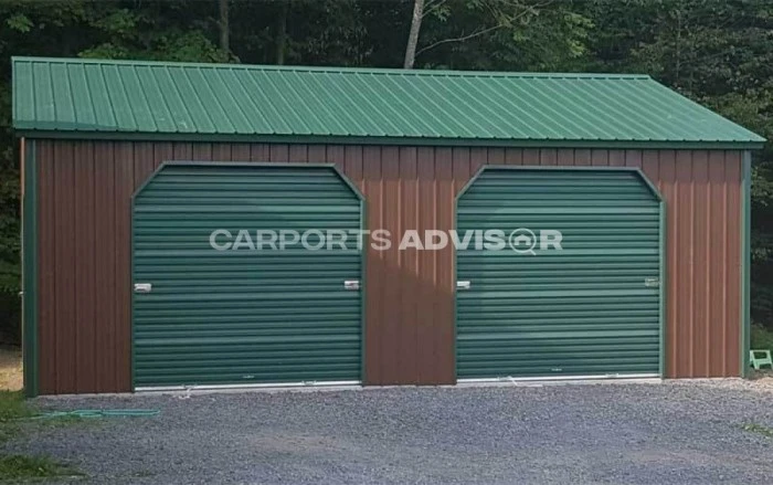 24'x30'x9' Two Car Side Entry Metal Garage