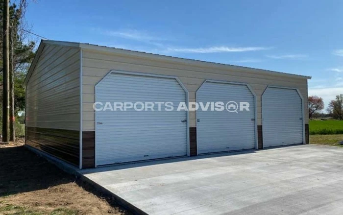 24x35x9 Three Car Side Entry Metal Garage Side View