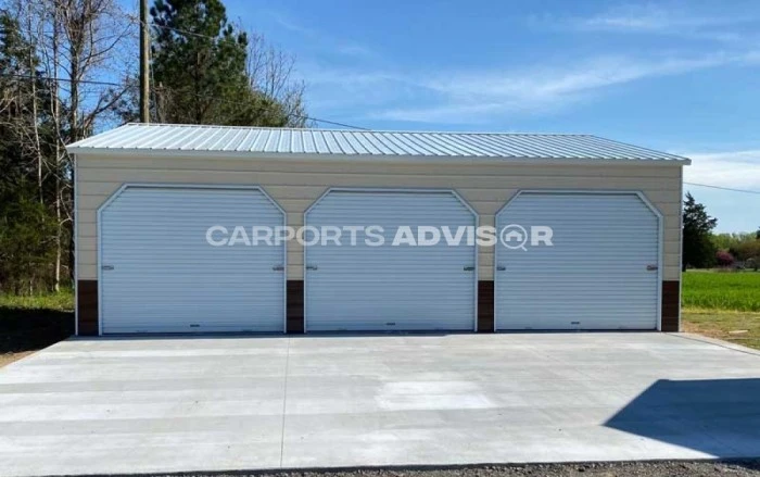 24x35x9 Three Car Side Entry Metal Garage