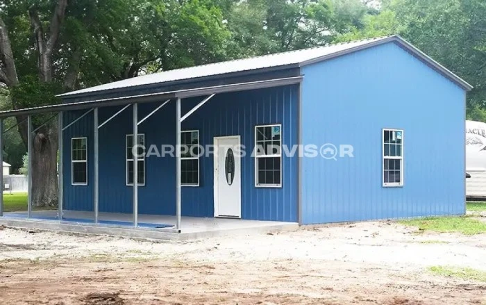 24x36x12 Metal Building With Lean To Front View