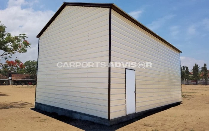 24x41x15 Fully Enclosed Metal Garage Workshop Back View