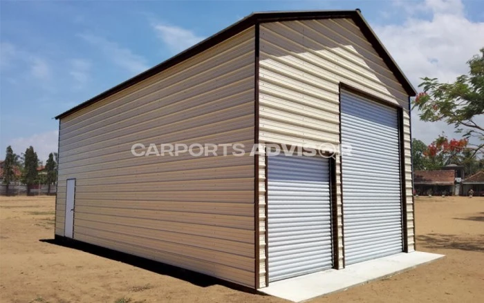 24x41x15 Fully Enclosed Metal Garage Workshop Side View