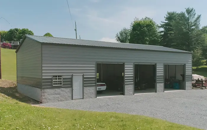 24x50x15 Vertical Roof Steel Garage Side View