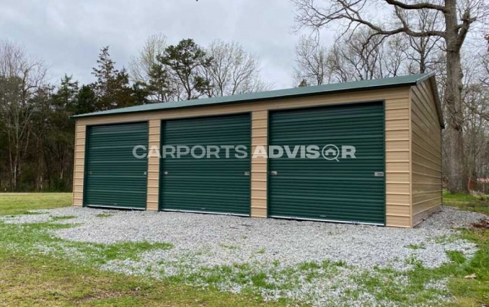 26x36 Fully Enclosed Metal Garage Side View