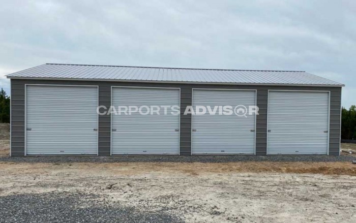 26x40 Four Car Side Entry Metal Garage Front View