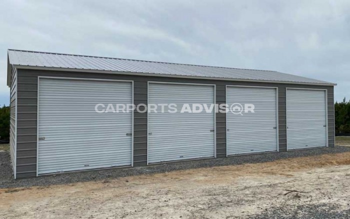 26x40 Four Car Side Entry Metal Garage