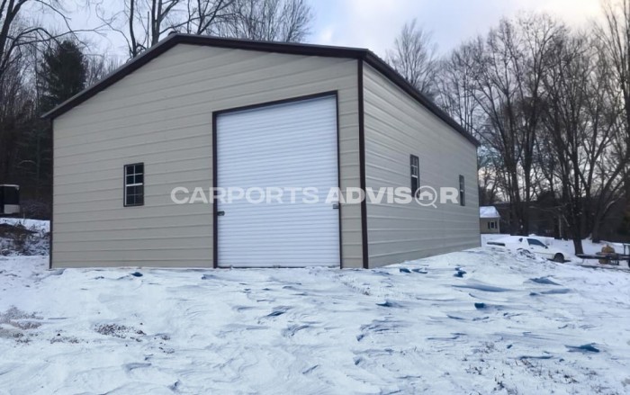 30_x_40_x_12 Vertical Roof Metal Garage Back End