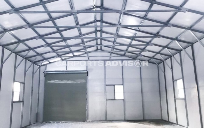 30_x_40_x_12 Vertical Roof Metal Garage Inside View