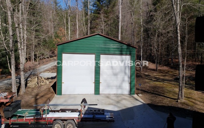 30x35x14 Fully Enclosed Metal Garage Front View