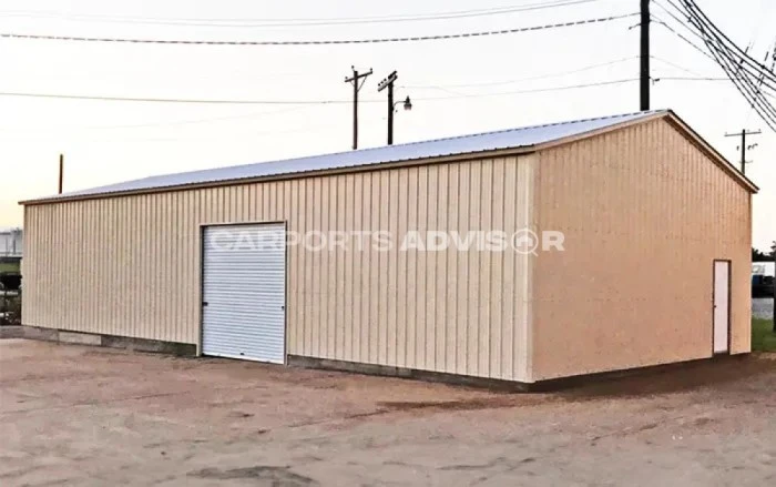 30x40x10 Vertical Commercial Metal Garage Back View