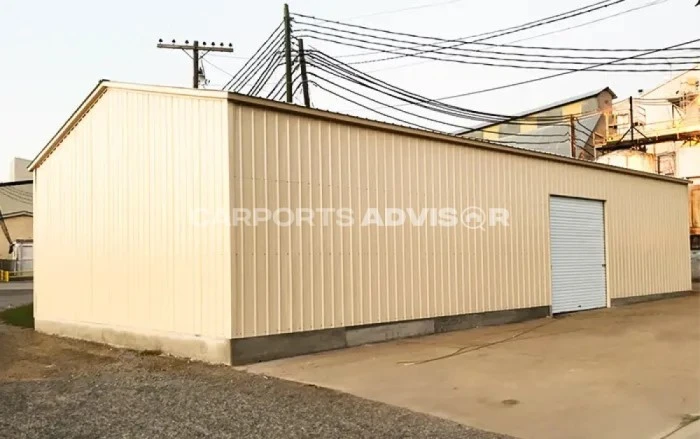 30x40x10 Vertical Commercial Metal Garage Side View