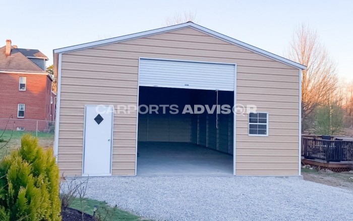 30x40x12 Enclosed Metal Garage Front View