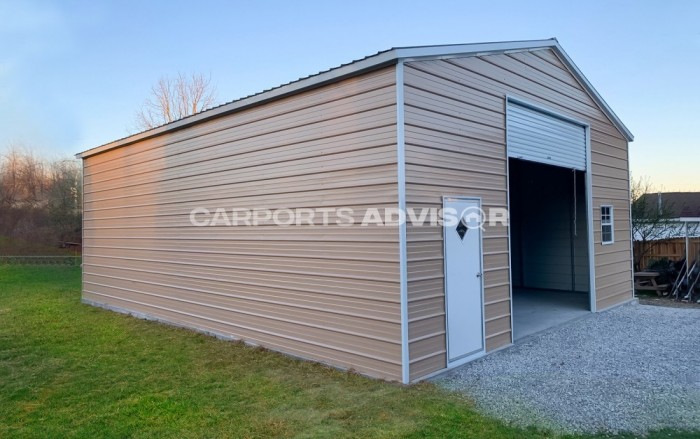 30x40x12 Enclosed Metal Garage Side View