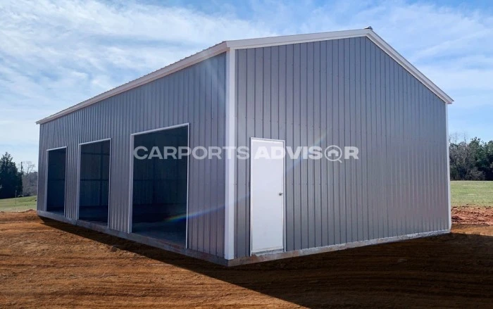 30x50x12 All Vertical Side Entry Metal Garage Left Side