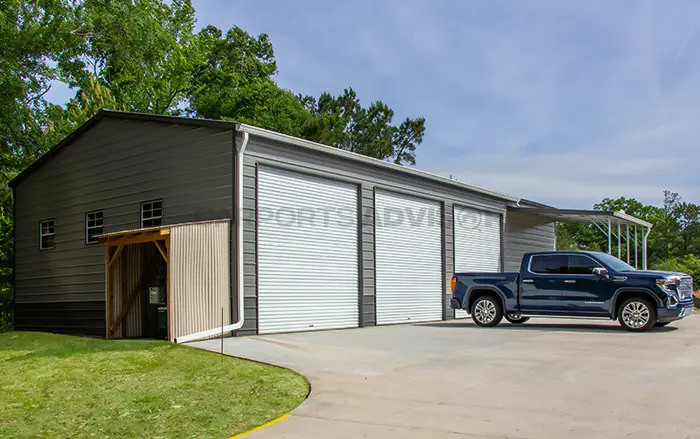 30x55x12 Lean To Metal Garage