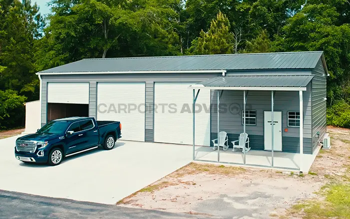 30x55x12 Metal Garage With Lean To