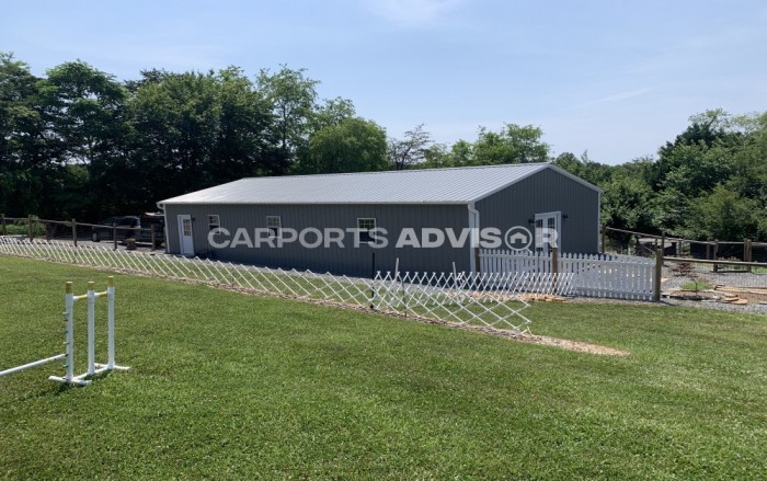 30x55x9 All Vertical Fully Enclosed Garage Side View