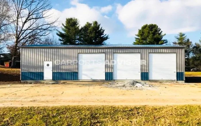 30x60x12 All Vertical Metal Garage Front View