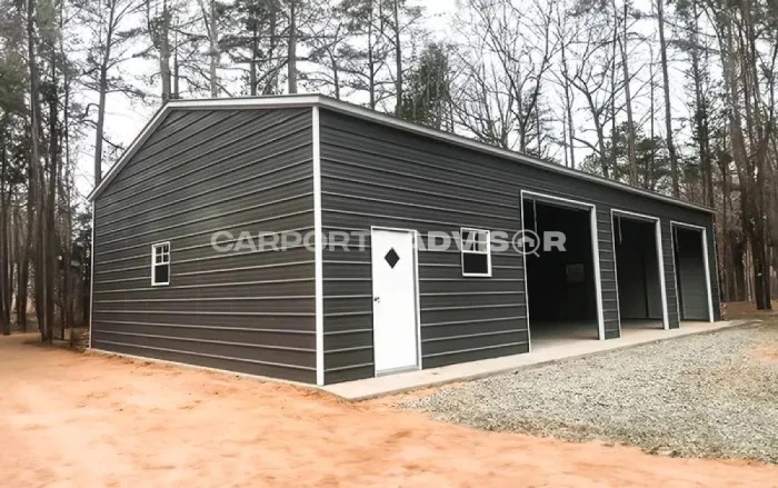 30x60x12 Three Car Metal Garage Right View