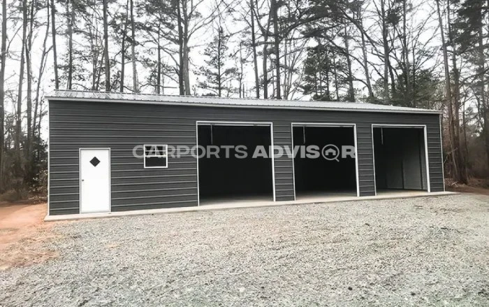 30x60x12 Vertical Roof Metal Garage Front View