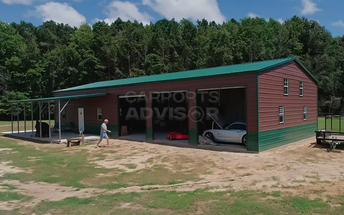 30x71x12 Metal Building With Lean To Front View