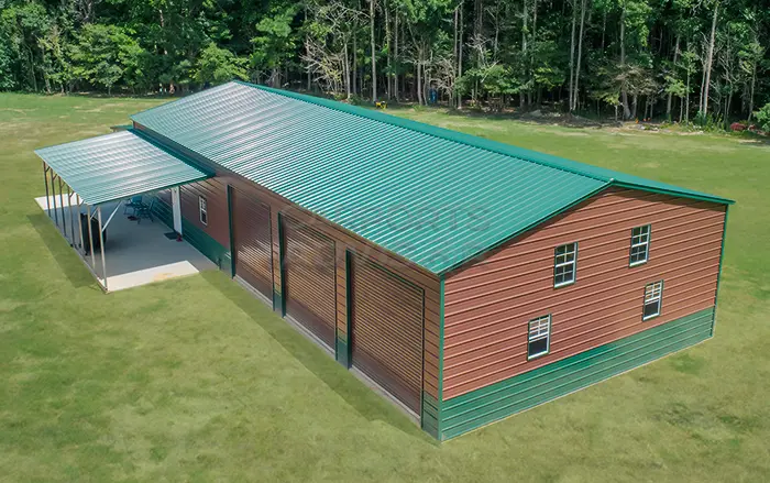 30x71x12 Metal Building With Lean To Upper View