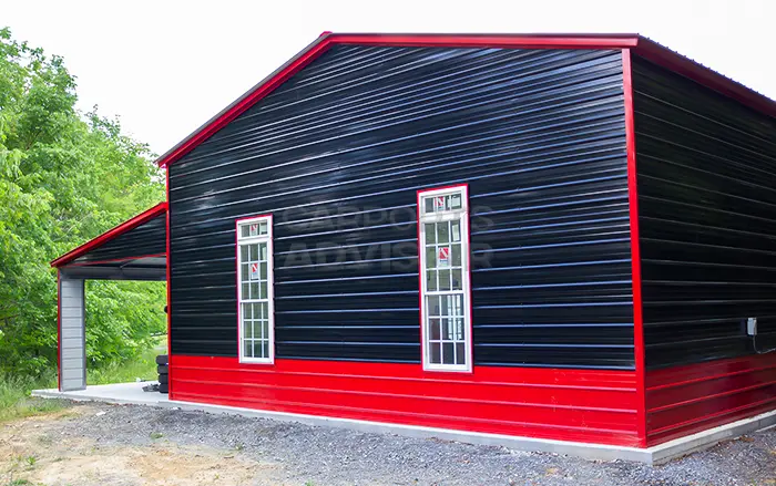 30x71x14 Steel Building With Lean To Backside View