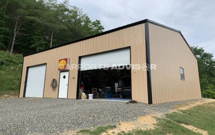 36x40x14 All Vertical Side Entry Metal Garage Left Side View