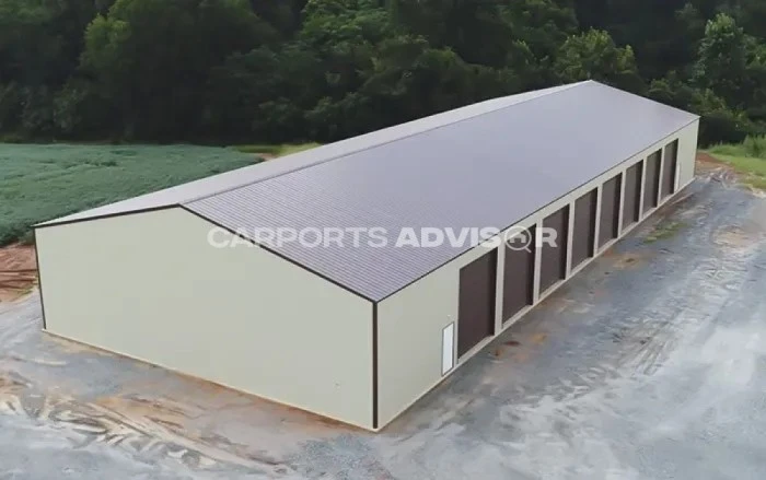 40x120x16 Commercial Garage Building Front View