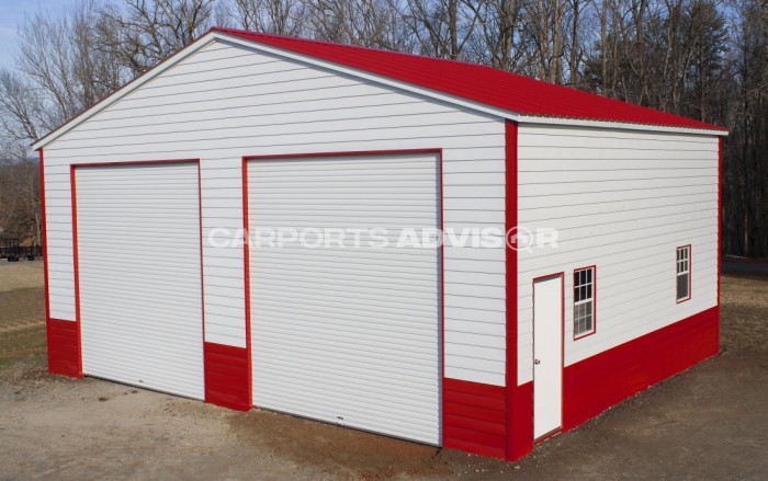 40x32x14 Vertical Roof Commercial Metal Building Front View