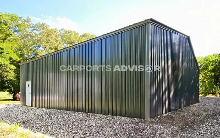 40x50x12 Vertical Roof Metal Garage Workshop Back View