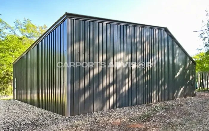 40x50x12 Vertical Roof Metal Garage Workshop Side View