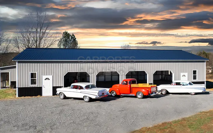 42x72x12 All Vertical Metal Garage Side View