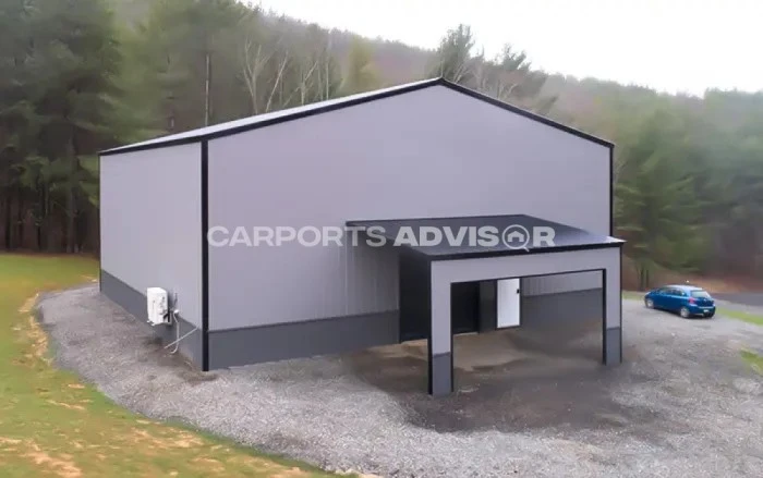 44x40x18 Tow Tone Vertical Commercial Metal Building Side View