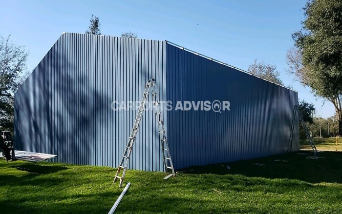 60x60x14 All Vertical Clear Span Workshop Back View