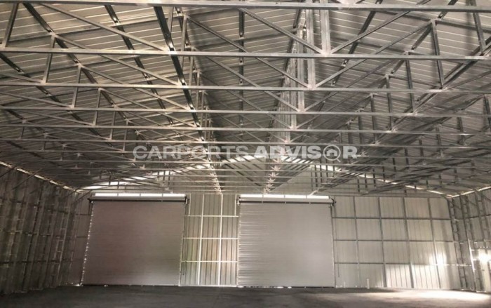 60x80x16 All Vertical Commercial Garage Inside Roof View