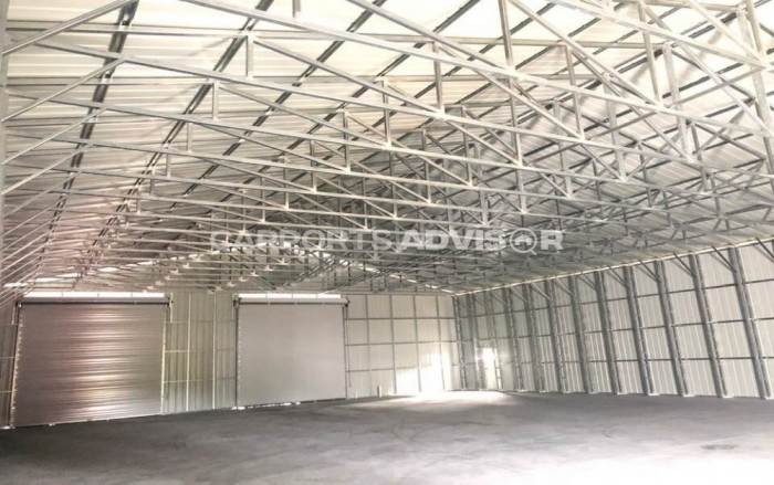 60x80x16 All Vertical Commercial Garage Inside View