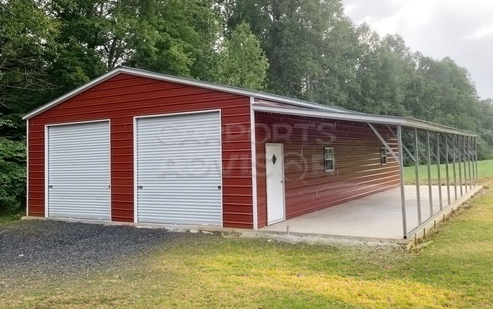 24' x 50' x 9' Vertical Roof Lean To Garage