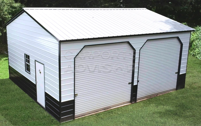 24' x 25' x 12' Two Car Metal Garage