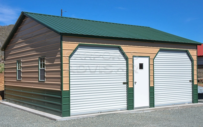 24' x 26' x 9' Two Car Side Entry Metal Garage