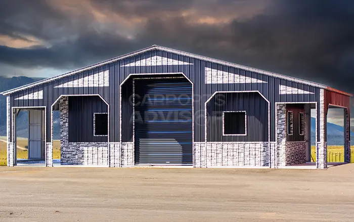 44' x 25' x 14' Custom Steel Barn with Printed Panel